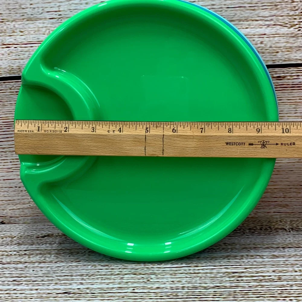 The Pampered Chef‎ Divided Plates Lot of 6 Picnic Plastic Plates Green Blue Teal